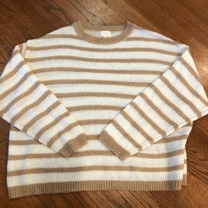 Forever 21 Striped Sweater Beige White Small